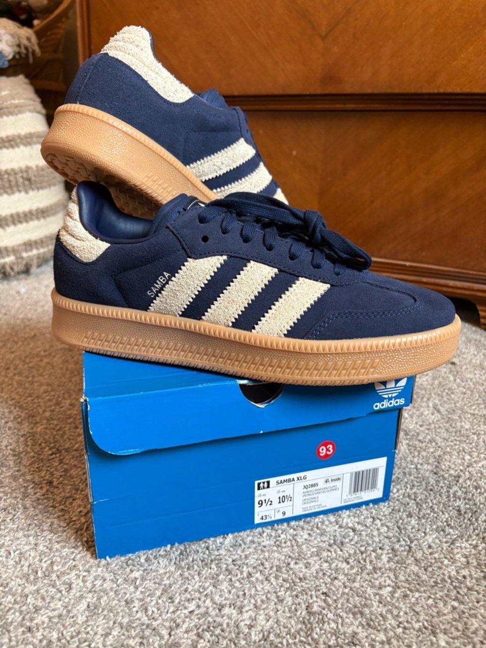 adidas Samba Navy with Cream Stripes and Gum Sole